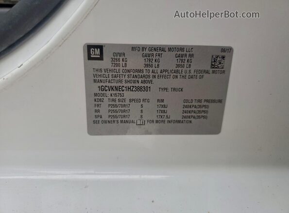 1GCVKNEC1HZ388301 2017 CHEVROLET ALL MODELS Белый Вид наклейки с VIN-кодом