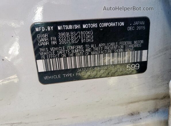 JA32U2FU4GU006159 2016 MITSUBISHI LANCER Белый Вид подкапотного пространства
