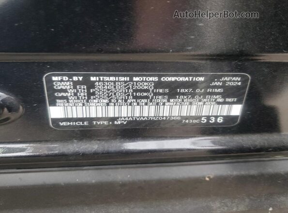 JA4ATVAA7RZ047366 2024 MITSUBISHI ECLIPSE Black Вид наклейки з VIN-кодом