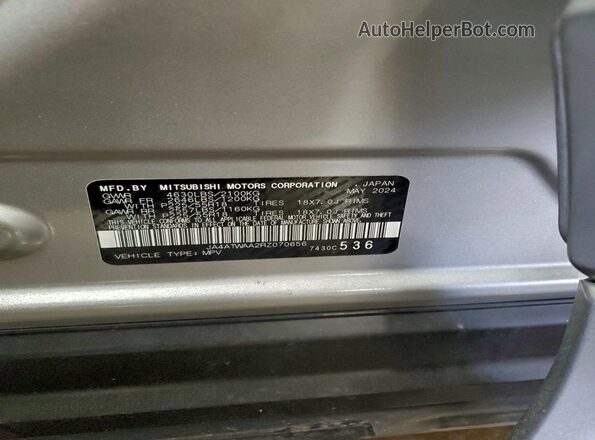 JA4ATWAA2RZ070656 2024 MITSUBISHI ECLIPSE Silver Vista de la etiqueta del VIN
