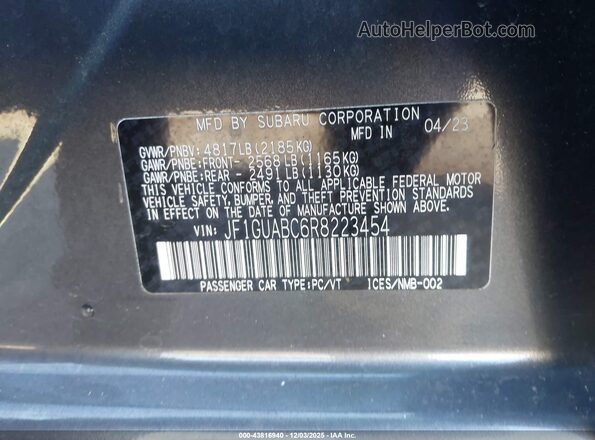 JF1GUABC6R8223454 2024 SUBARU IMPREZA Gray Вид підкапотного простору