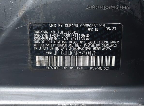 JF1GUHJC5R8250476 2024 SUBARU IMPREZA Серый Вид подкапотного пространства