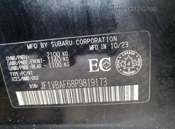 JF1VBAF68P9819173 2023 SUBARU WRX Черный Вид подкапотного пространства