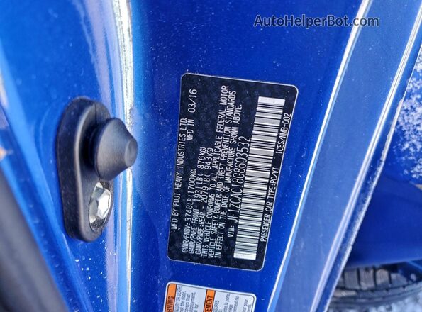 JF1ZCAC18G8603532 2016 SUBARU BRZ Blue Вид наклейки з VIN-кодом