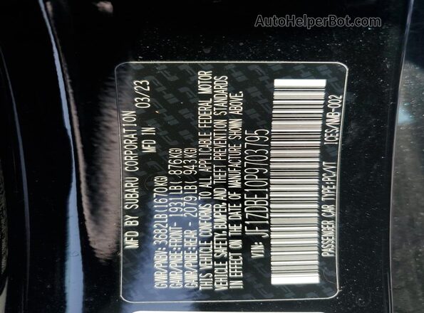 JF1ZDBE10P9703795 2023 SUBARU BRZ Черный Вид наклейки с VIN-кодом