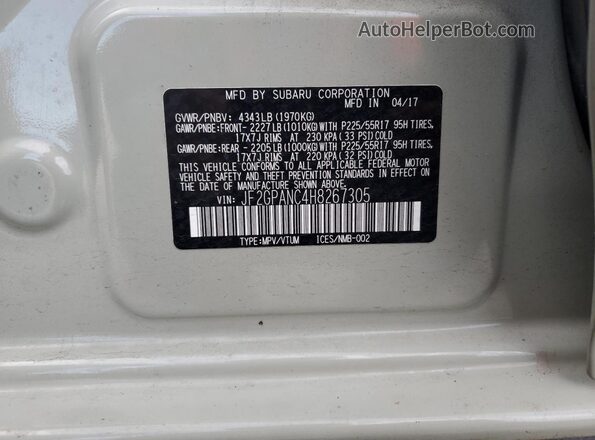 JF2GPANC4H8267305 2017 SUBARU CROSSTREK Коричневый Вид подкапотного пространства