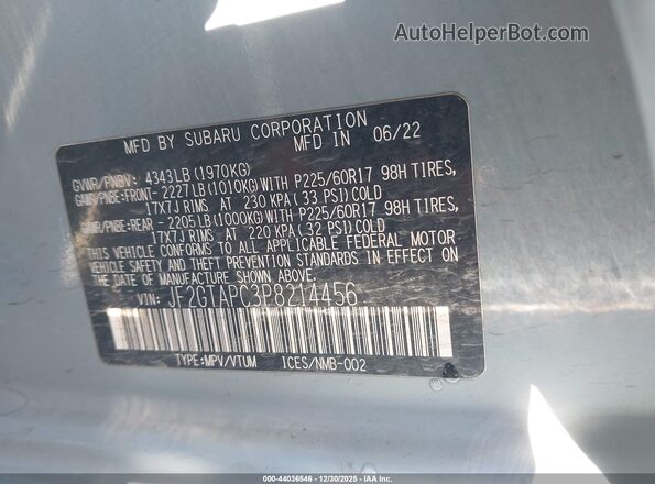 JF2GTAPC3P8214456 2023 SUBARU CROSSTREK Light Blue Շարժիչի բաժամունքի տեսք