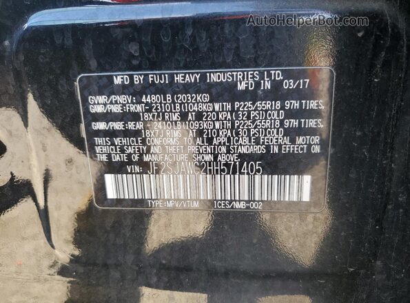 JF2SJAWC2HH571405 2017 SUBARU FORESTER 2.5I TO Black Widok komory silnika