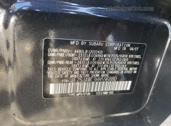 JF2SJAWC3HH596880 2017 SUBARU FORESTER 2.5I TO Серый Вид наклейки с VIN-кодом