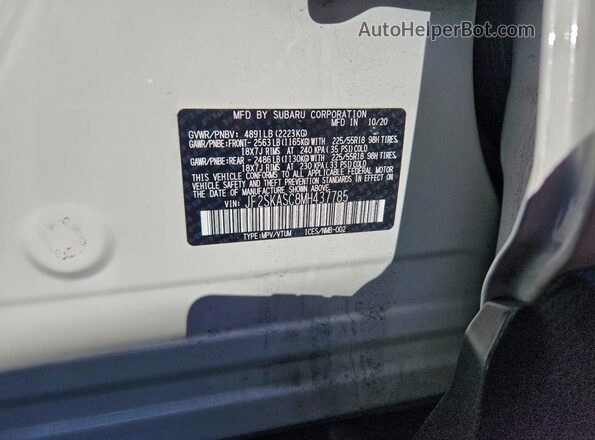 JF2SKASC8MH437785 2021 SUBARU FORESTER Белый Вид наклейки с VIN-кодом