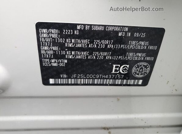 JF2SLDDC9TH437157 2026 SUBARU FORESTER Белый Панорамный вид салона 360°
