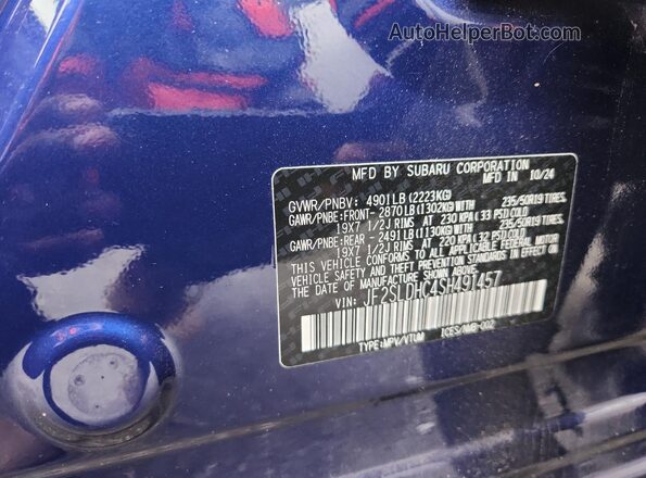 JF2SLDHC4SH491457 2025 SUBARU FORESTER Blue Սալոնի 360 աստիճան տեսք