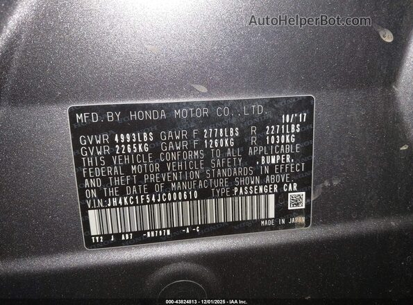 JH4KC1F54JC000610 2018 ACURA RLX Black Vista del compartimento del motor