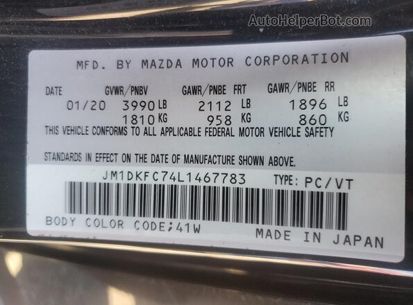 JM1DKFC74L1467783 2020 MAZDA CX-3 Черный Вид наклейки с VIN-кодом