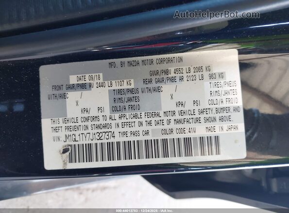 JM1GL1TY7J1327374 2018 MAZDA 6 Черный Вид подкапотного пространства
