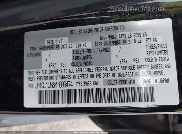 JM1GL1UM8M1609474 2021 MAZDA 6 Черный Вид подкапотного пространства