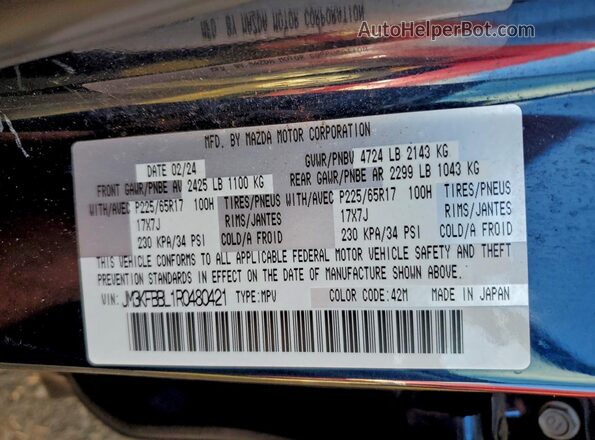 JM3KFBBL1R0480421 2024 MAZDA CX-5 Синий Вид наклейки с VIN-кодом