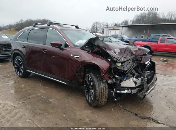 JM3KKEHA6R1123538 2024 MAZDA CX-90 PHEV Бордовый Передняя правая четверть