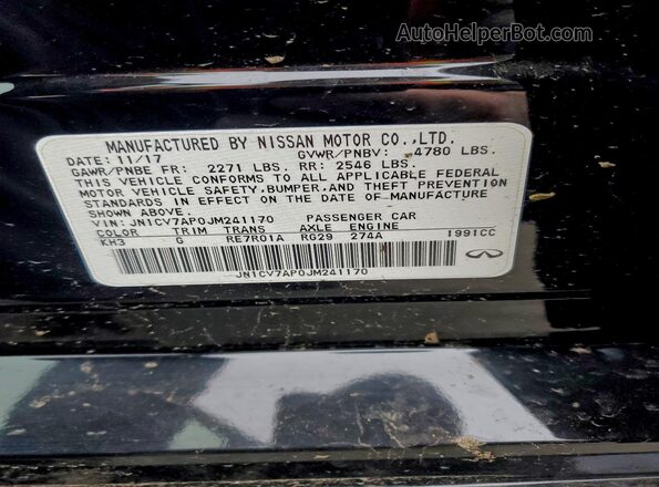 JN1CV7AP0JM241170 2018 INFINITI Q50 Black VIN sticker view