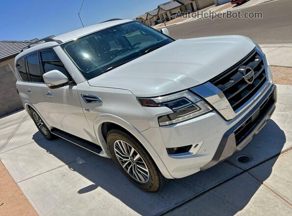JN8AY2AC6M9148094 2021 NISSAN ARMADA Белый Передняя левая четверть