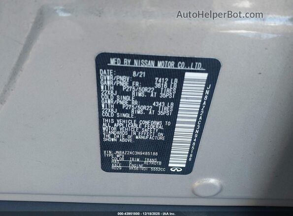 JN8AZ2AC3N9485188 2022 INFINITI QX80 Кремовый Вид подкапотного пространства