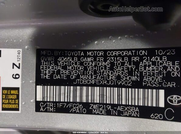 JTDBCMFEXRJ019902 2024 TOYOTA LL Silver Engine compartment view