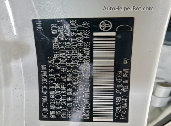 JTDBVRBD3HA001552 2017 TOYOTA MIRAI Белый Вид подкапотного пространства