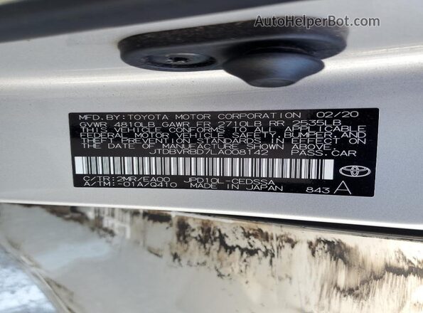 JTDBVRBD7LA008142 2020 TOYOTA MIRAI Silver Вид підкапотного простору