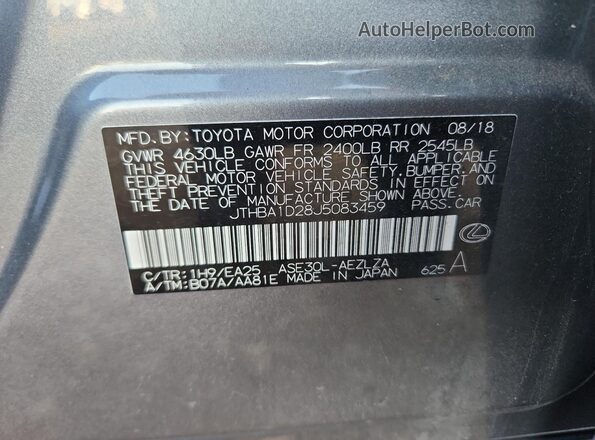 JTHBA1D28J5083459 2018 LEXUS IS Серый Вид подкапотного пространства