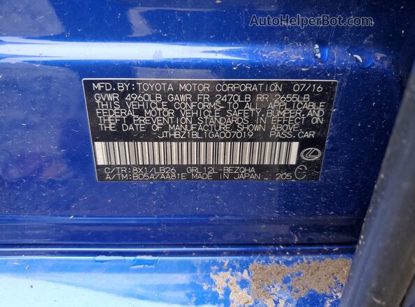JTHBZ1BL1GA007019 2016 LEXUS GS Синий Вид подкапотного пространства