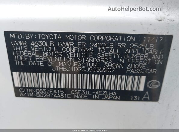 JTHBZ1D20J5032207 2018 LEXUS IS 350 Белый Вид подкапотного пространства