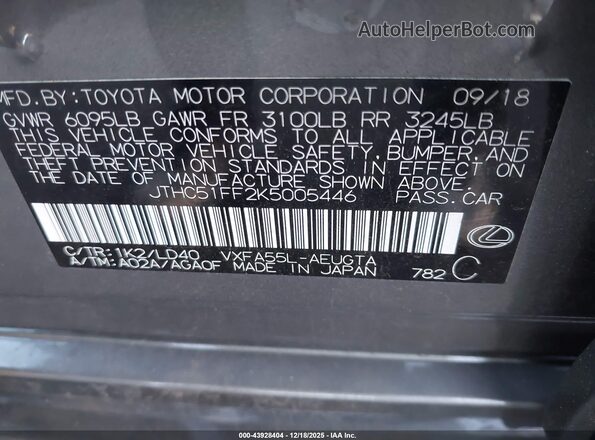 JTHC51FF2K5005446 2019 LEXUS LS 500 Серый Вид подкапотного пространства