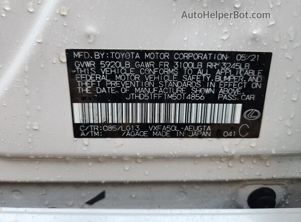 JTHD51FF1M5014856 2021 LEXUS LS White Widok komory silnika