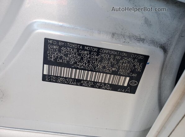 JTHDA1D21L5107063 2020 LEXUS IS White Vista del compartimento del motor