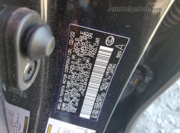 JTHE3JBHXN2051649 2022 LEXUS UX Black Vista de la etiqueta del VIN