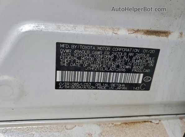 JTHFZ1CLXLA012696 2020 LEXUS GS Белый Вид подкапотного пространства