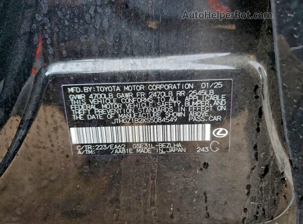 JTHGZ1B2XS5084549 2025 LEXUS IS Черный Вид наклейки с VIN-кодом