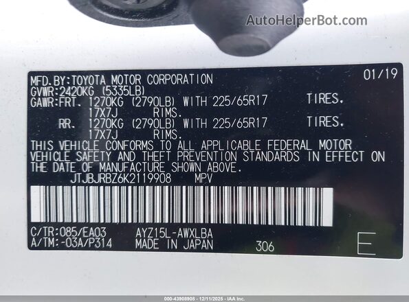 JTJBJRBZ6K2119908 2019 LEXUS NX 300H Белый Вид подкапотного пространства