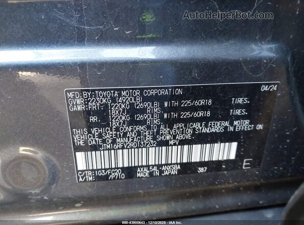 JTM16RFV2RD137232 2024 TOYOTA RAV4 HYBRID Gray Widok komory silnika