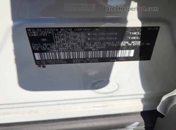 JTMNFREV3JJ735886 2018 TOYOTA RAV4 White Widok wnętrza 360 stopni