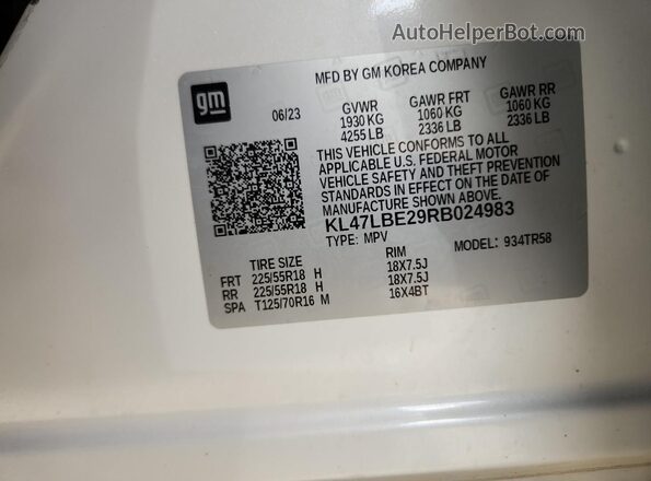 KL47LBE29RB024983 2024 BUICK OTHER Белый Вид наклейки с VIN-кодом