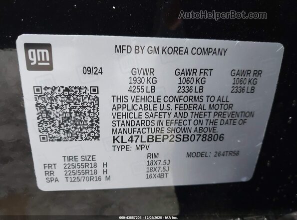 KL47LBEP2SB078806 2025 BUICK OTHER Black Vista del compartimento del motor