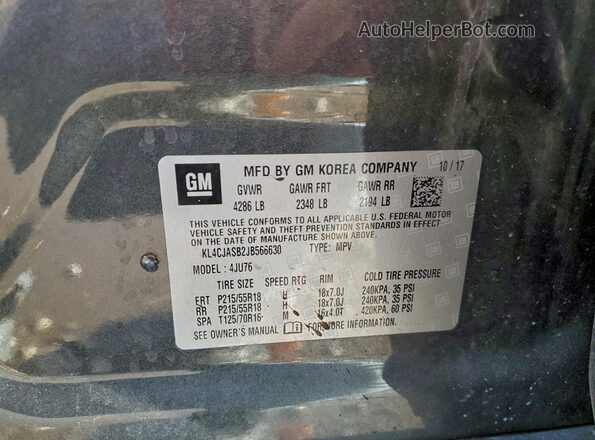 KL4CJASB2JB566630 2018 BUICK ENCORE Gray Սալոնի 360 աստիճան տեսք