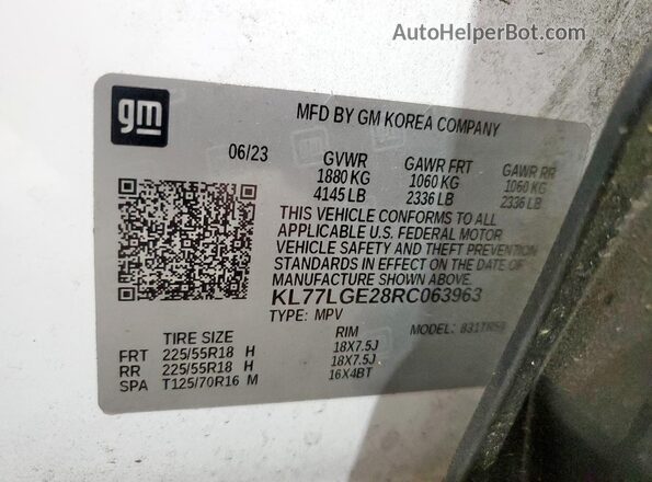 KL77LGE28RC063963 2024 CHEVROLET TRAX White Вид підкапотного простору