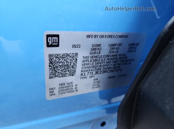 KL77LJE23RC047473 2024 CHEVROLET TRAX Синий Вид подкапотного пространства