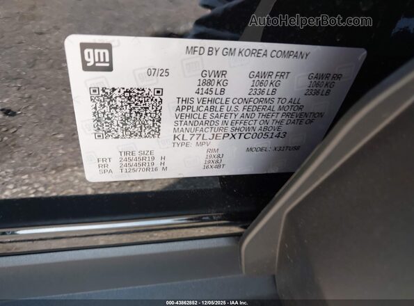 KL77LJEPXTC005143 2026 CHEVROLET TRAX Black ძრავის განყოფილების ხედი