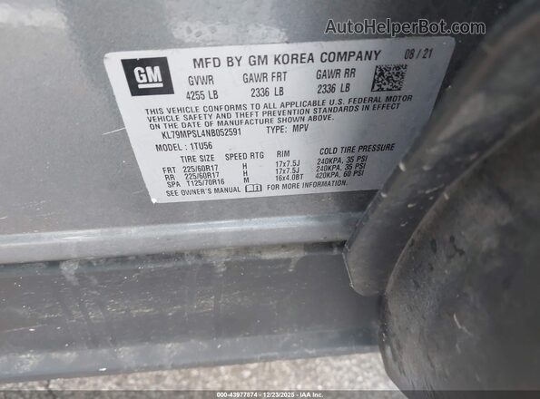 KL79MPSL4NB052591 2022 CHEVROLET TRAILBLAZER Серый Вид подкапотного пространства