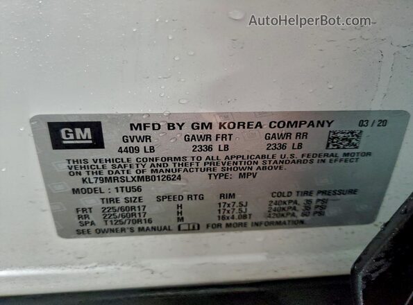 KL79MRSLXMB012624 2021 CHEVROLET TRAILBLAZER White Widok komory silnika