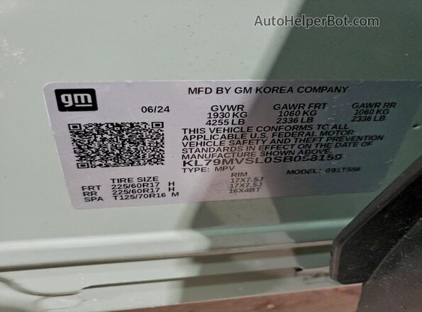 KL79MVSL0SB058159 2025 CHEVROLET TRAILBLAZER Бирюзовый Панорамный вид салона 360°