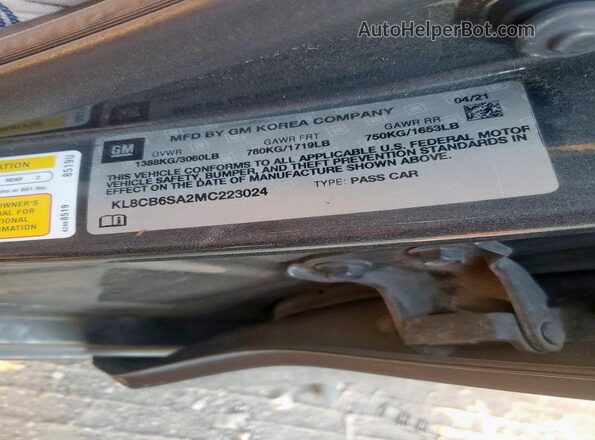 KL8CB6SA2MC223024 2021 CHEVROLET SPARK Угольный Вид подкапотного пространства